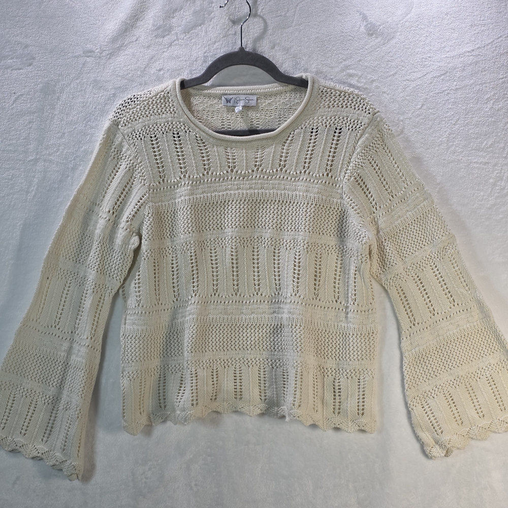 Jessica Simpson Ivory Knit Crop Sweater Size Large